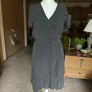 Black floral wrap dress